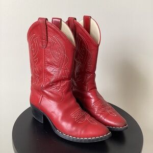 Jama youth girls 12.5 round toe cowgirl boots leather upper